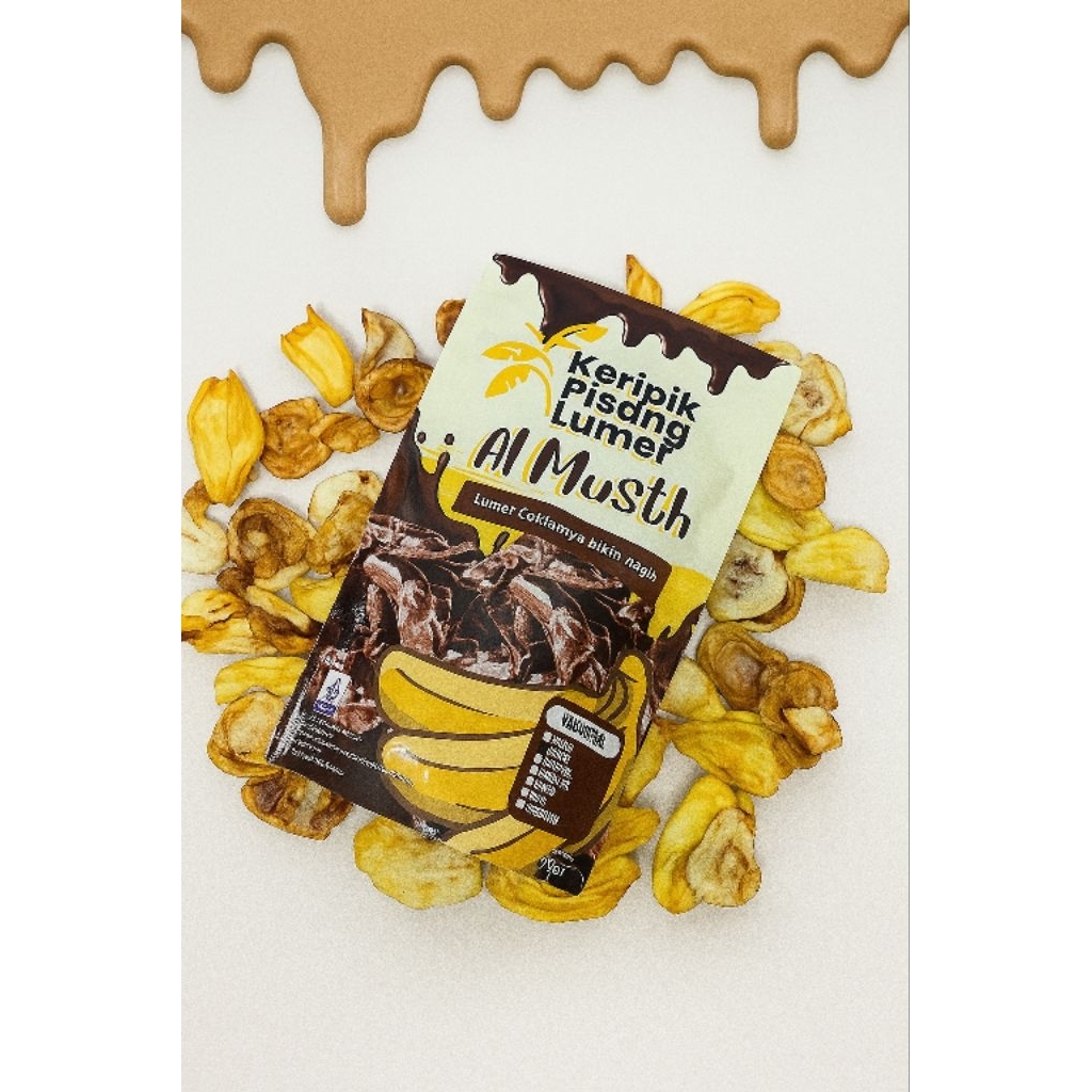 

Keripik Buah Pisang Lumer Almuschious Rasa Tiramisu 80gr Buah Asli