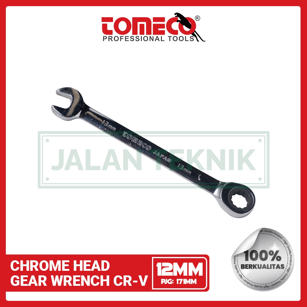 Kunci Ring Pas Chrome Head Gear Wrench Cr-v Tomeco