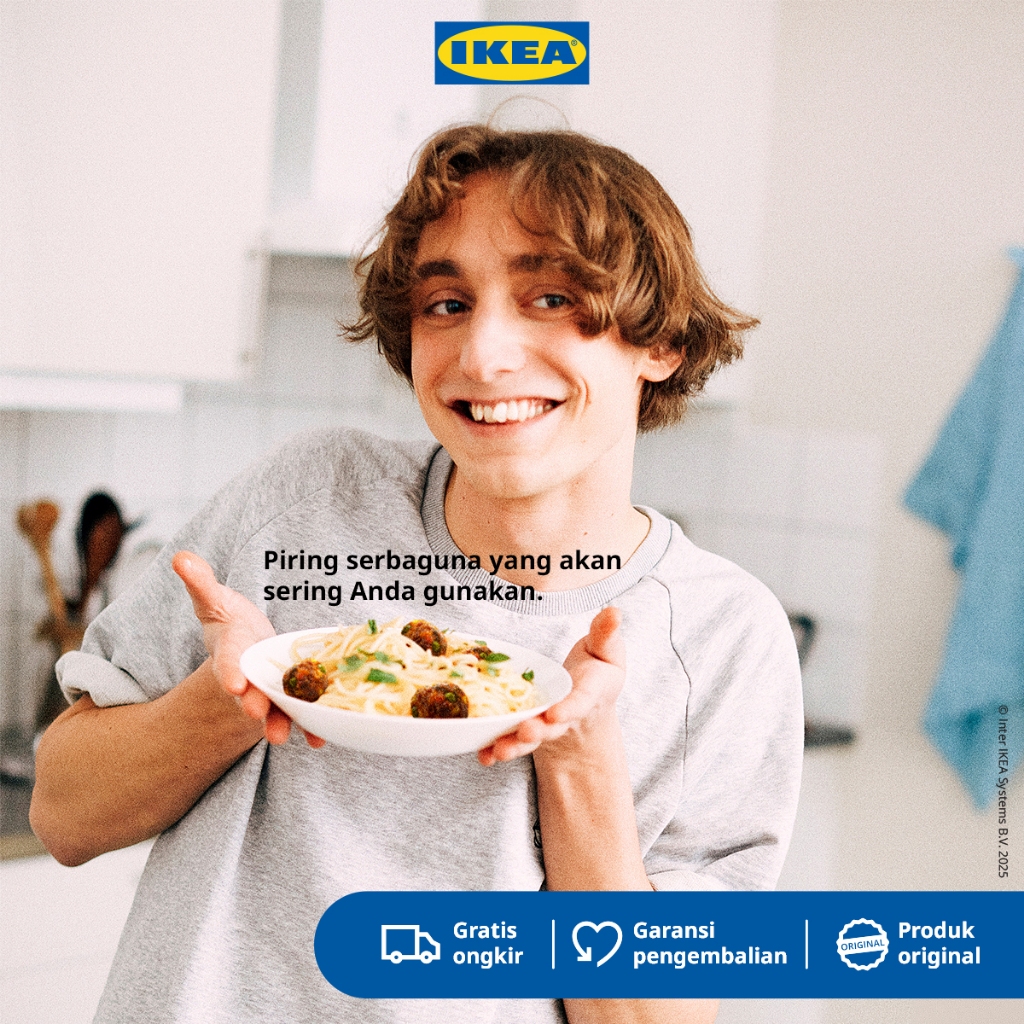IKEA OFTAST Piring Makan Cekung Bahan Kaca Temper Putih 20cm