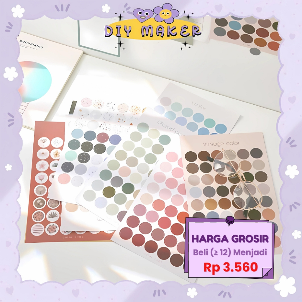

DM Stiker Kertas Dekor MACARON DOTS Aesthetic Paper Sticker Planner Scrapbook 12 Style Stiker SD04