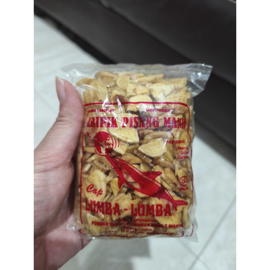 

Kripik Pisang Manis Pecahan Keripik Remukan cap Lumba Lumba kecil