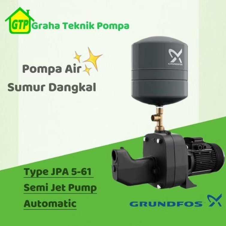 Grundfos JPA 5-61 Pompa Air Sumur Dangkal Otomatis