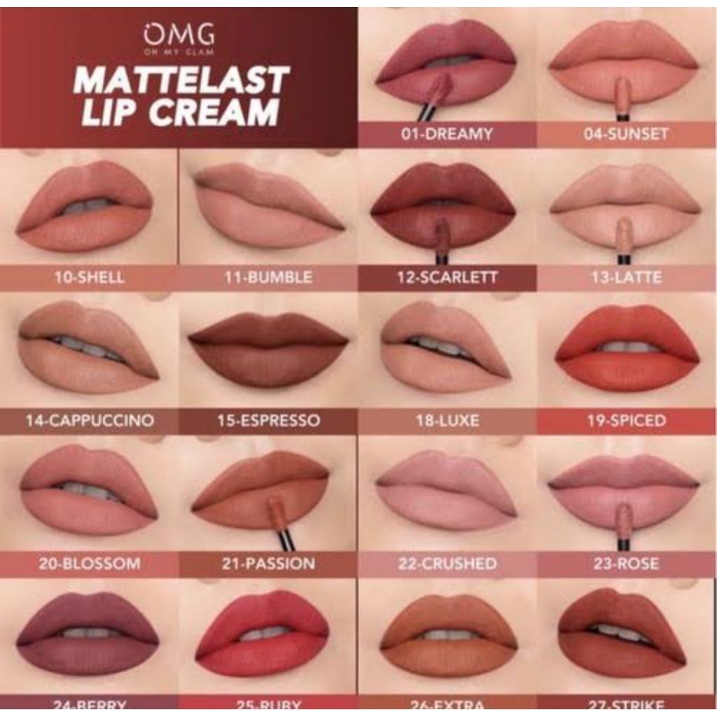 OMG MATTE LIP CREAM / LIPSTICK NO 01 04 10 11 12 13 14 15 18 19 20 21 22 23 24 25 26 27