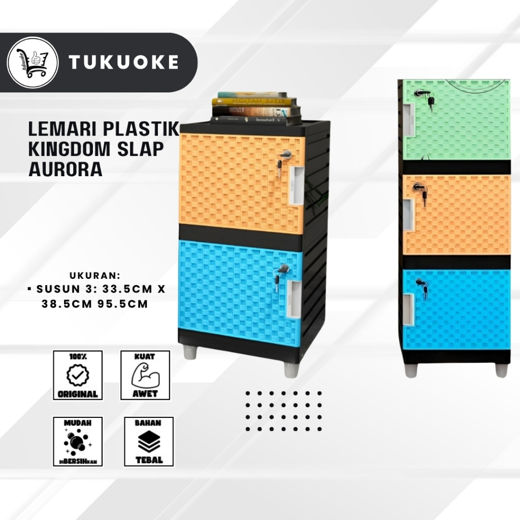 LEMARI PLASTIK KINGDOM SLAP AURORA PINTU KUNCI / LEMARI SERBAGUNA 3 SUSUN