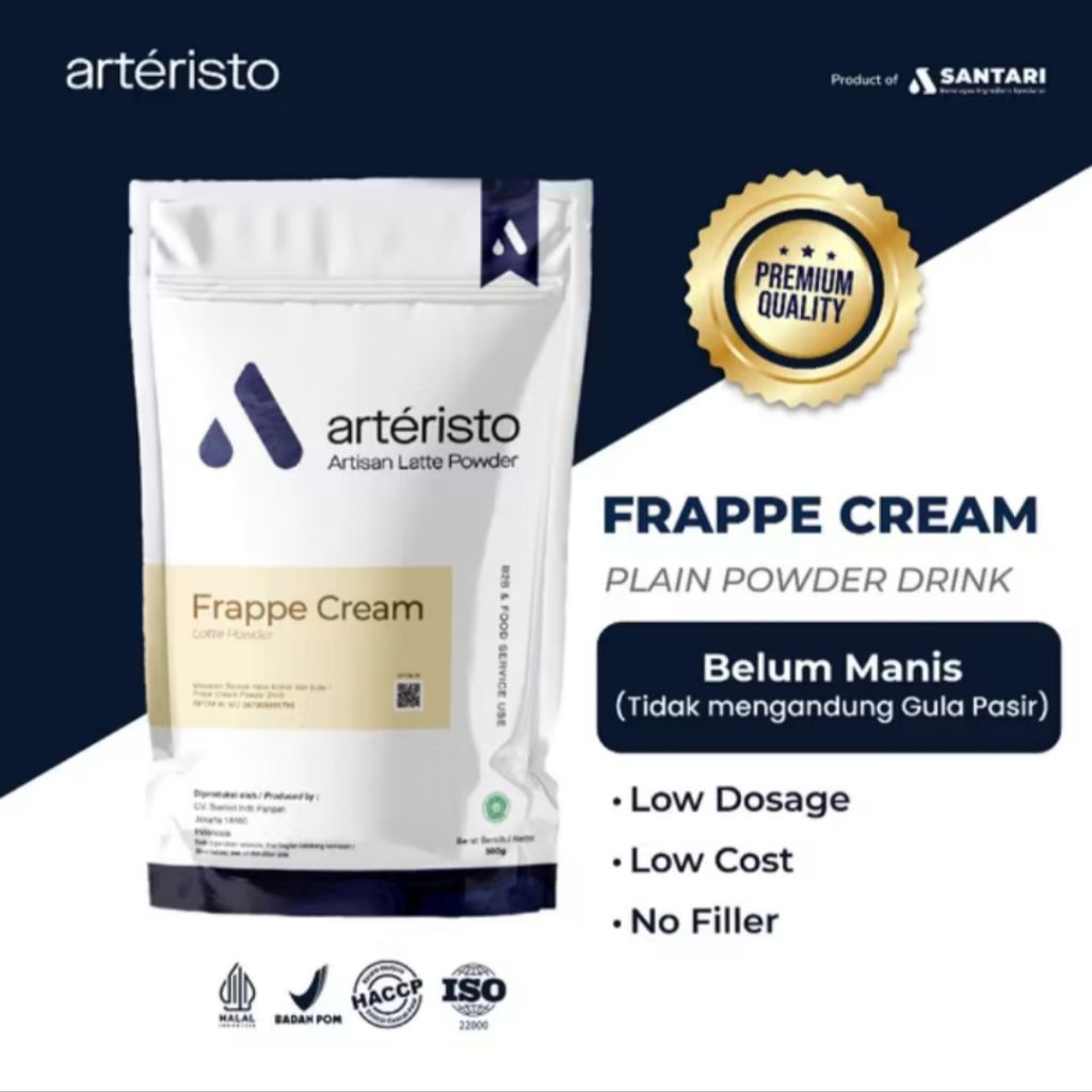 

ARTERISTO FRAPPE CREAM PREMIUM POWDER DRINK 500 GR - TANPA GULA PASIR - Bubuk Minuman Instant