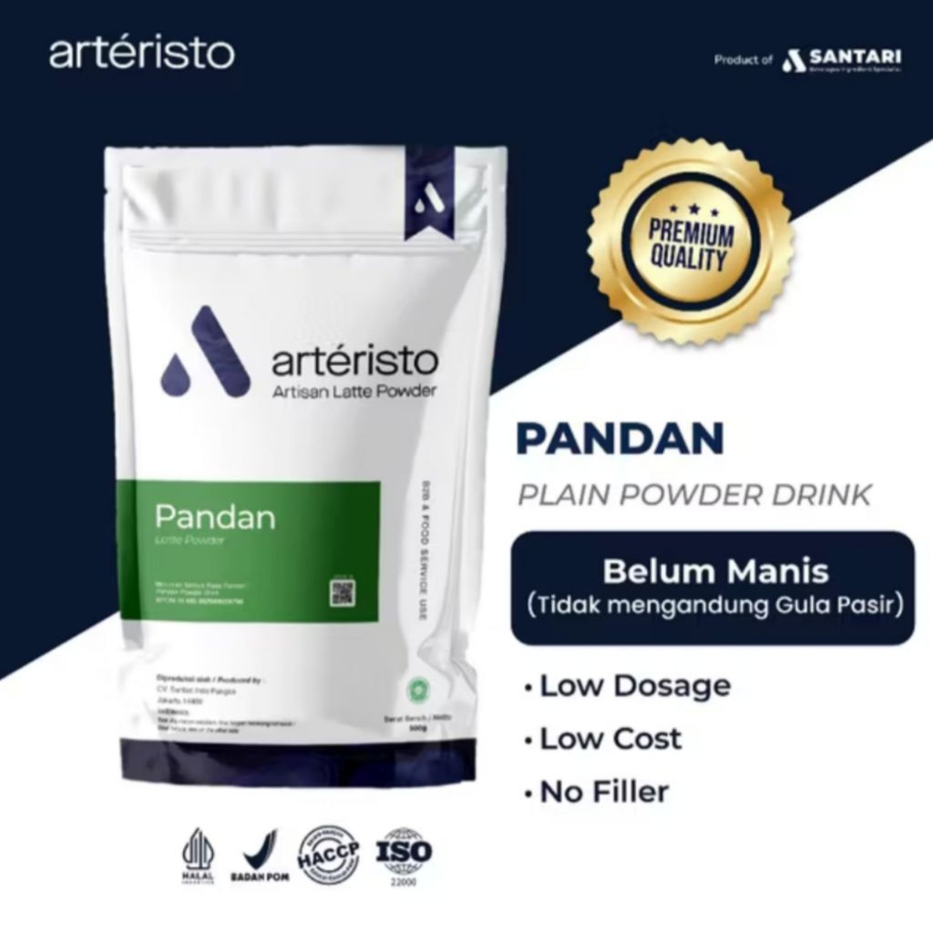

ARTERISTO PANDAN PREMIUM POWDER DRINK 500 GR - TANPA GULA PASIR - Bubuk Minuman Instant