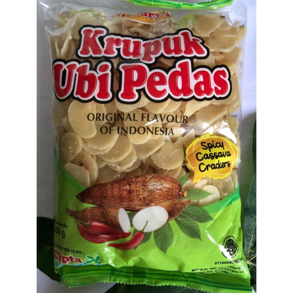 

krupuk mentah hendrys ubi pedas original 500g, tanpa jumur
