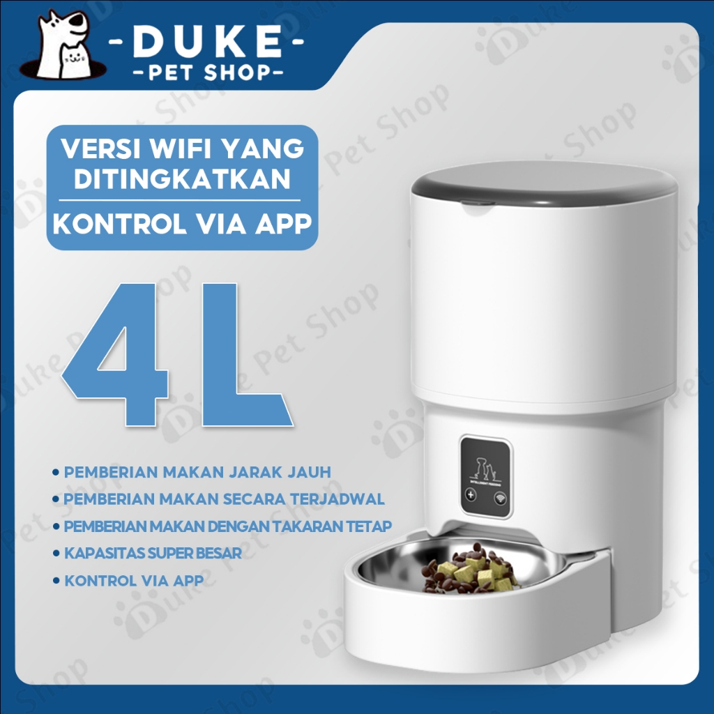 Tempat Makan Kucing Otomatis Timer 6L Pengaturan APP Feeder Anjing Otomatis Dispenser Makanan Untuk