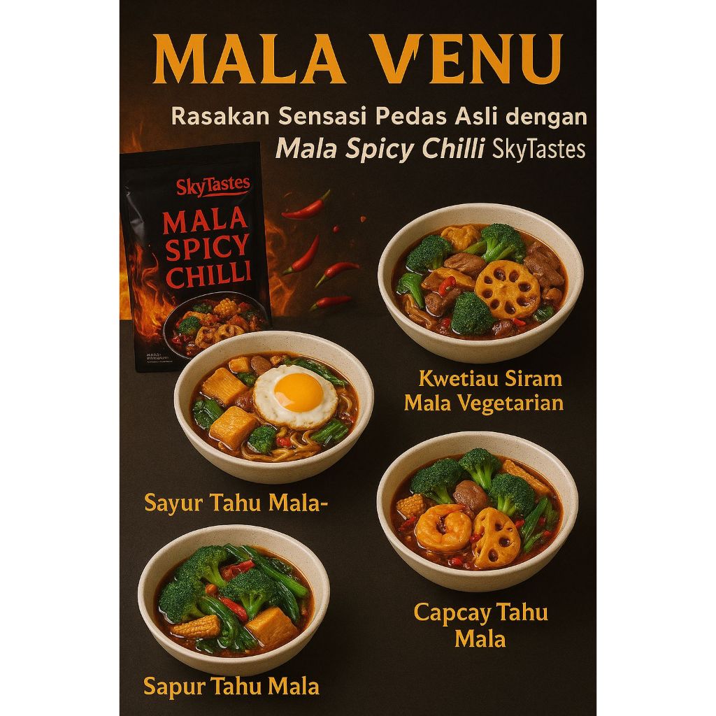 

Bumbu Mala Khas Tiongkok cocok untuk Vegetarian & Vegan 200gram cocok segala masakan yg doyan pedas