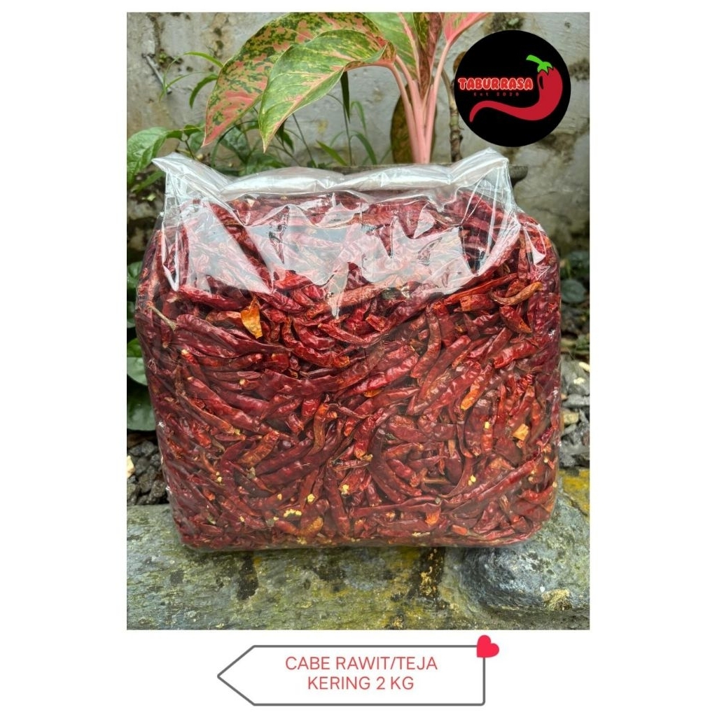 

CABE RAWIT KERING/CABAI TEJA KERING TANPA TANGKAI 2 kg GRADE SUPER PEDAS
