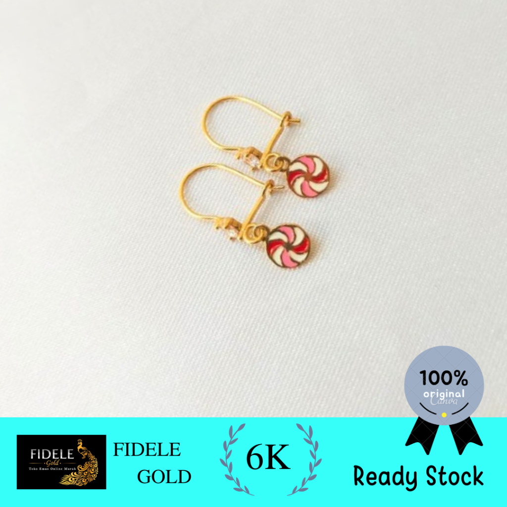 Anting lolypop anak anting bayi anting anak 6k 300 emas muda