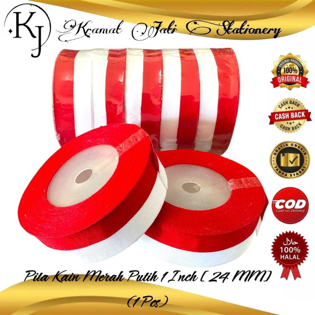 

Pita Kain/Pita Satin Merah Putih 1 Inch & 1/2 Inch [24 MM & 12 MM] (1 Pcs)