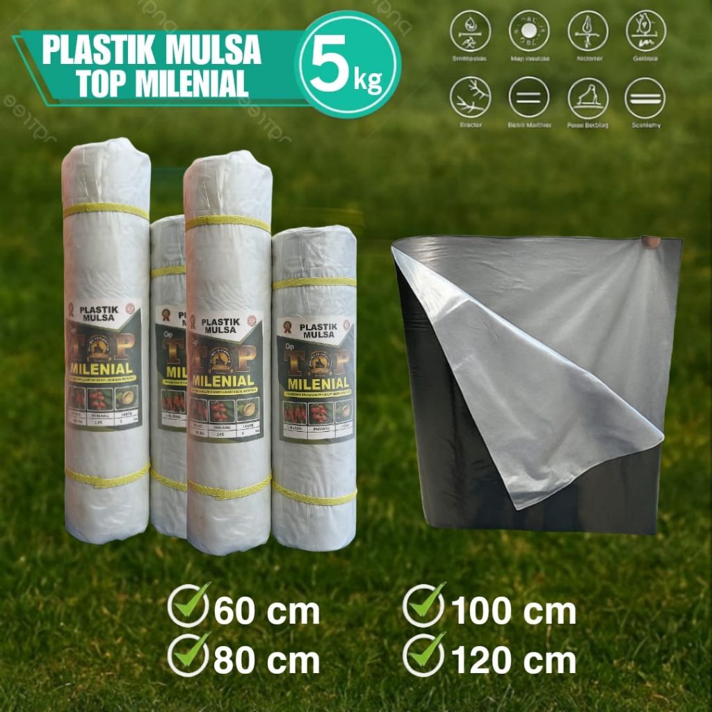 Plastik Mulsa | Plastik Pertanian Hitam Perak | 1 roll = 5kg | Merk TOP MILENIAL