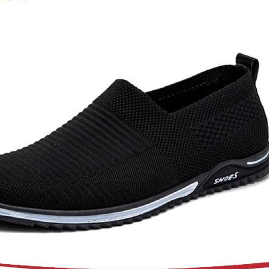 Aerostreet - Sepatu Pria Slip On Hitam Sepatu Sneakers Kasual Fashion Pria Running Shoes Sepatu