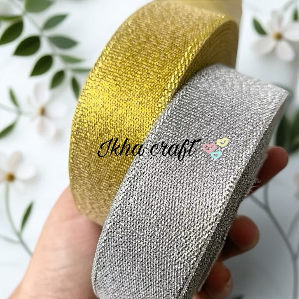 

5 Rol Pita Emas dan Perak Ukuran 3/4 Inch/2cm Per Slop