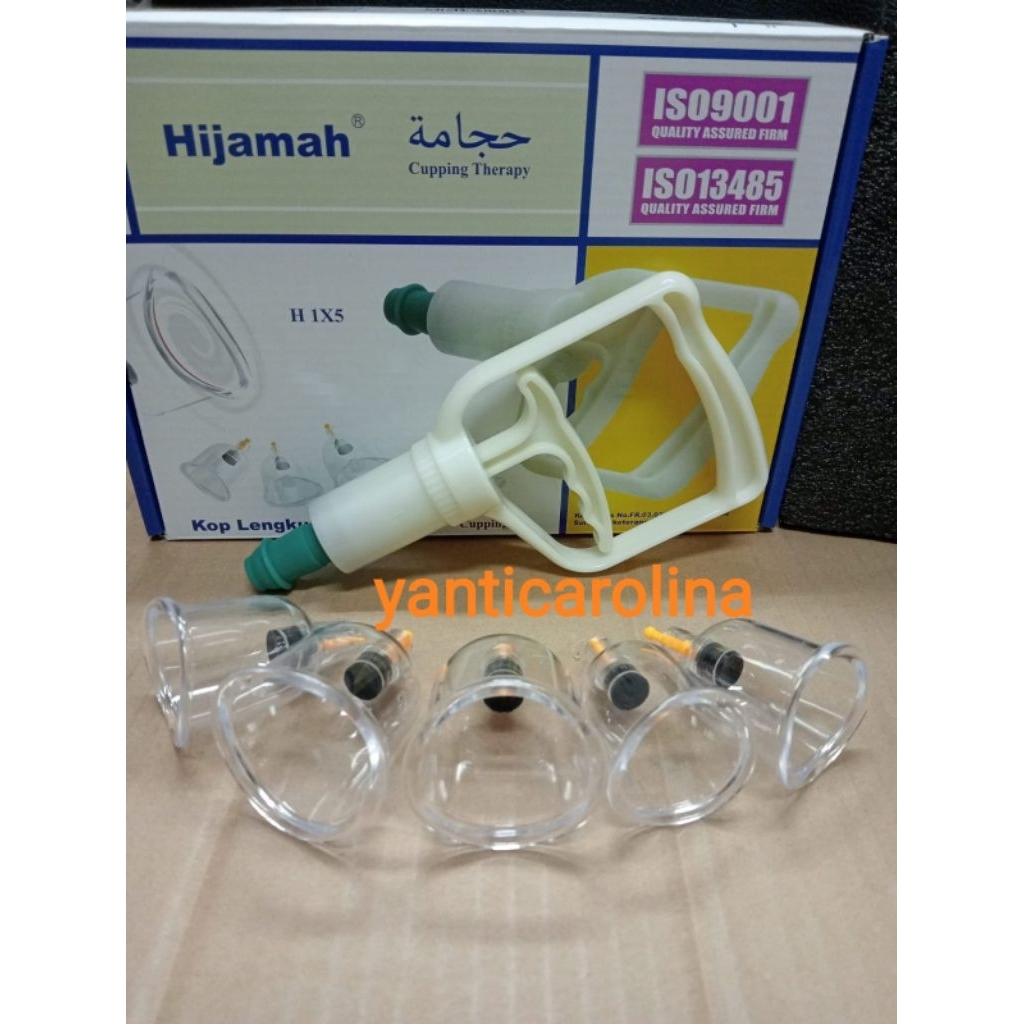 Kop Bekam Bengkok Hijamah isi 5 BONUS Pompa Bekam / Kop Cekung/ Lengkung