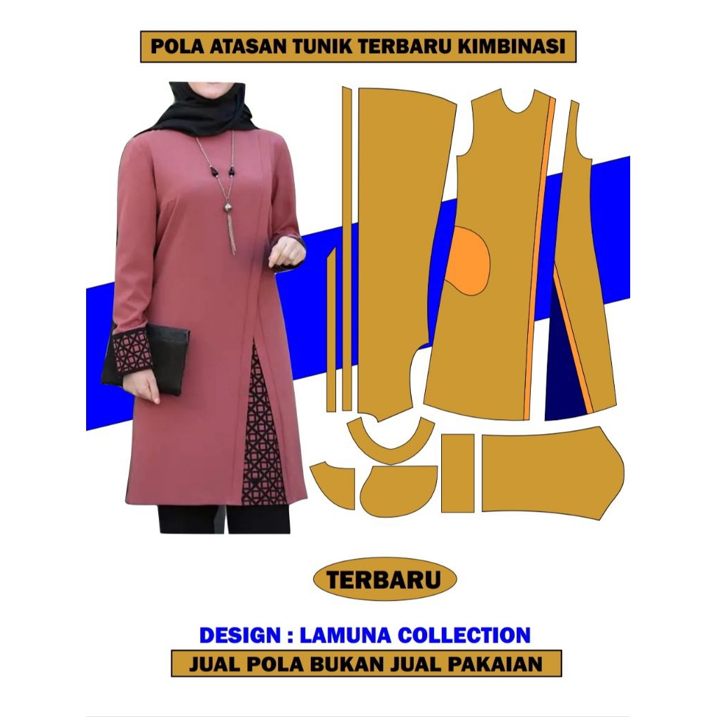 Pola tunik kombinasi model terbaru