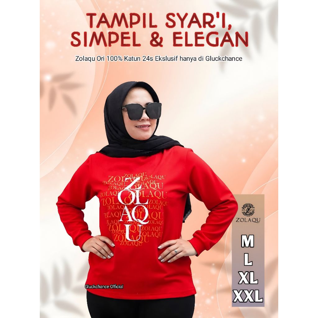 Zolaqu Official Original Merah Korean Hijab Style Kekinian Tebal Lengan Panjang Jumbo Katun 2026