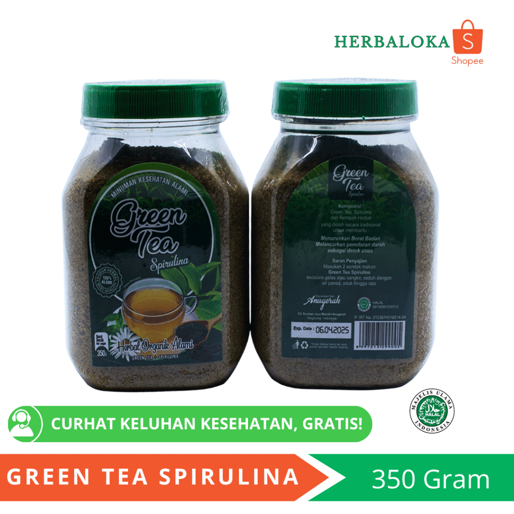 

Jahe merah GREEN TEA spirulina Anugerah Kemasan Toples 350 gram