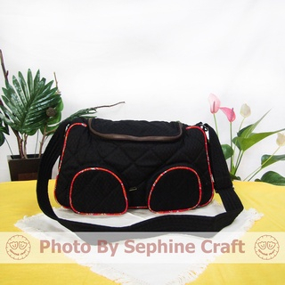 Sephine Craft | Tas Selempang Hitam 2 Saku | Tas Selempang Wanita | Tas Simple Wanita