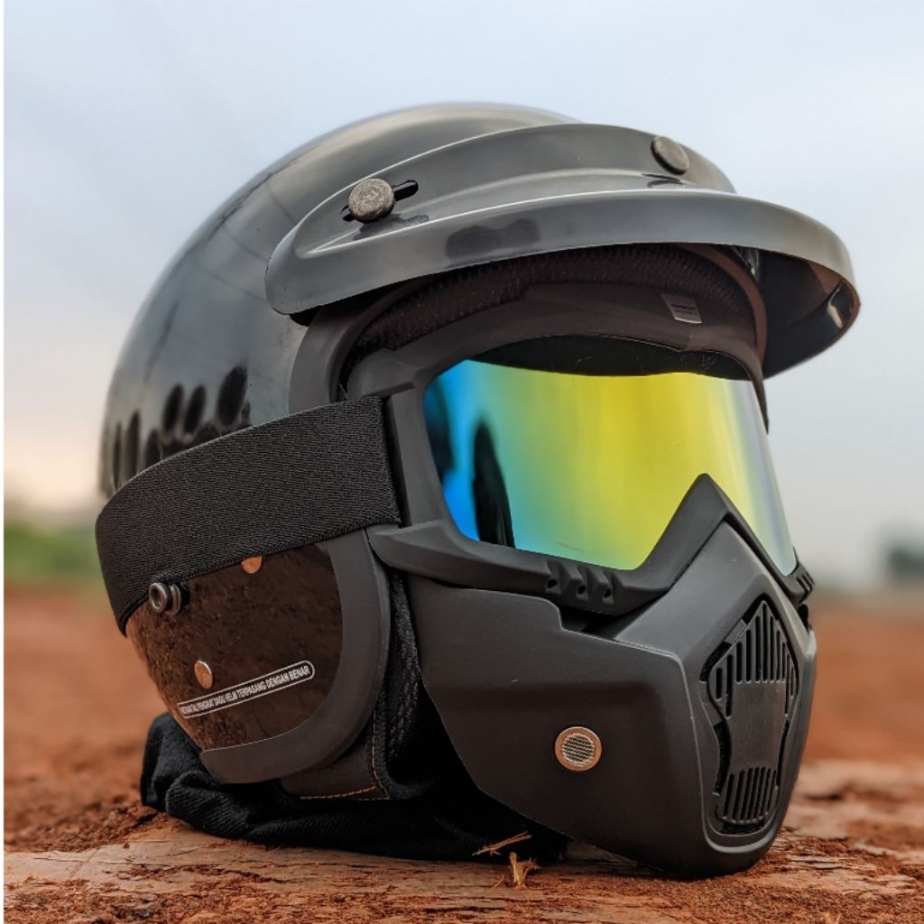 Promo||New Google mask / kacamata helm goggle mask Helm new masker helm retro / helm bogo helm warna