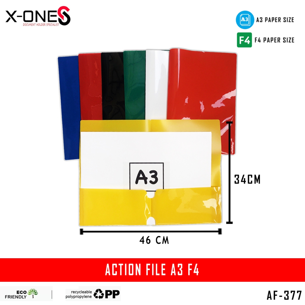 

X-ONE ACTION FILE DOUBLE POCKET KANTONG F4 FOLIO A3 7 WARNA PILIHAN/ AF377 FC (SATUAN)