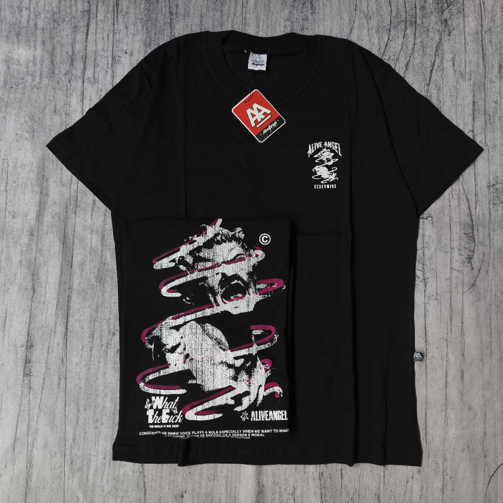 T-SHIRT WHAT THE F*CK / KAOS DISTRO UNISEX / KAOS DISTRO ORIGINAL / KAOS DISTRO ALIVE ANGEL / OBLONG