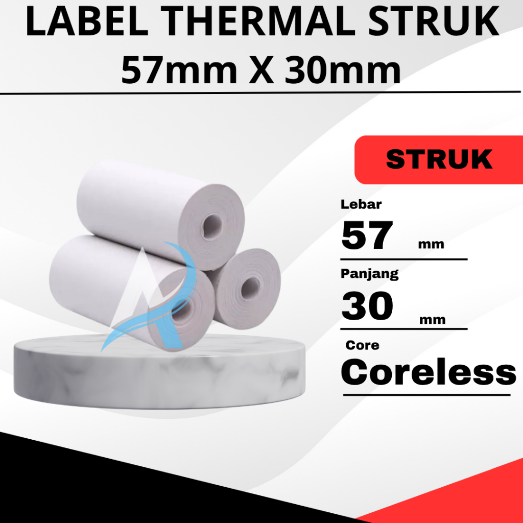 

KERTAS STRUK KASIR, PAPER ROLL 57x30 KASIR EDC, KASIR PRINTER MINI BLUETOOTH 57MM CORELESS
