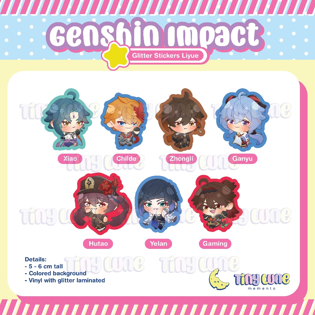

[Glitter Sticker] Genshin Impact - Liyue Series Glitter Stickers (Minimal pembelian Rp.15.000)