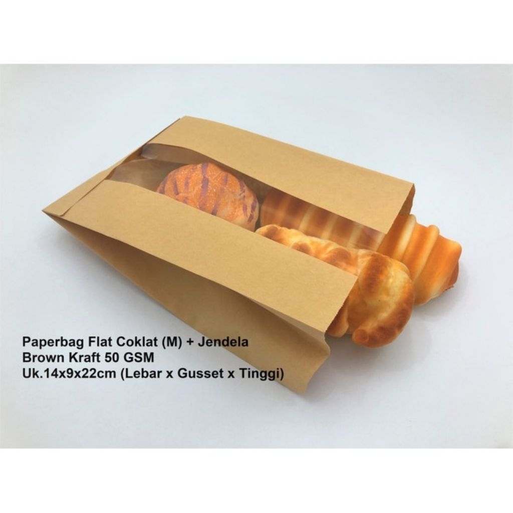 

paperbag kue + jendela / kantong kertas untuk kue per 100pc warna coklat