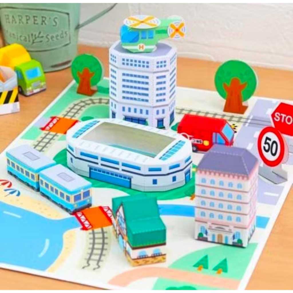 Papercraft DIY Diorama Kendaraan Miniatur Kertas / Papercraft Kereta