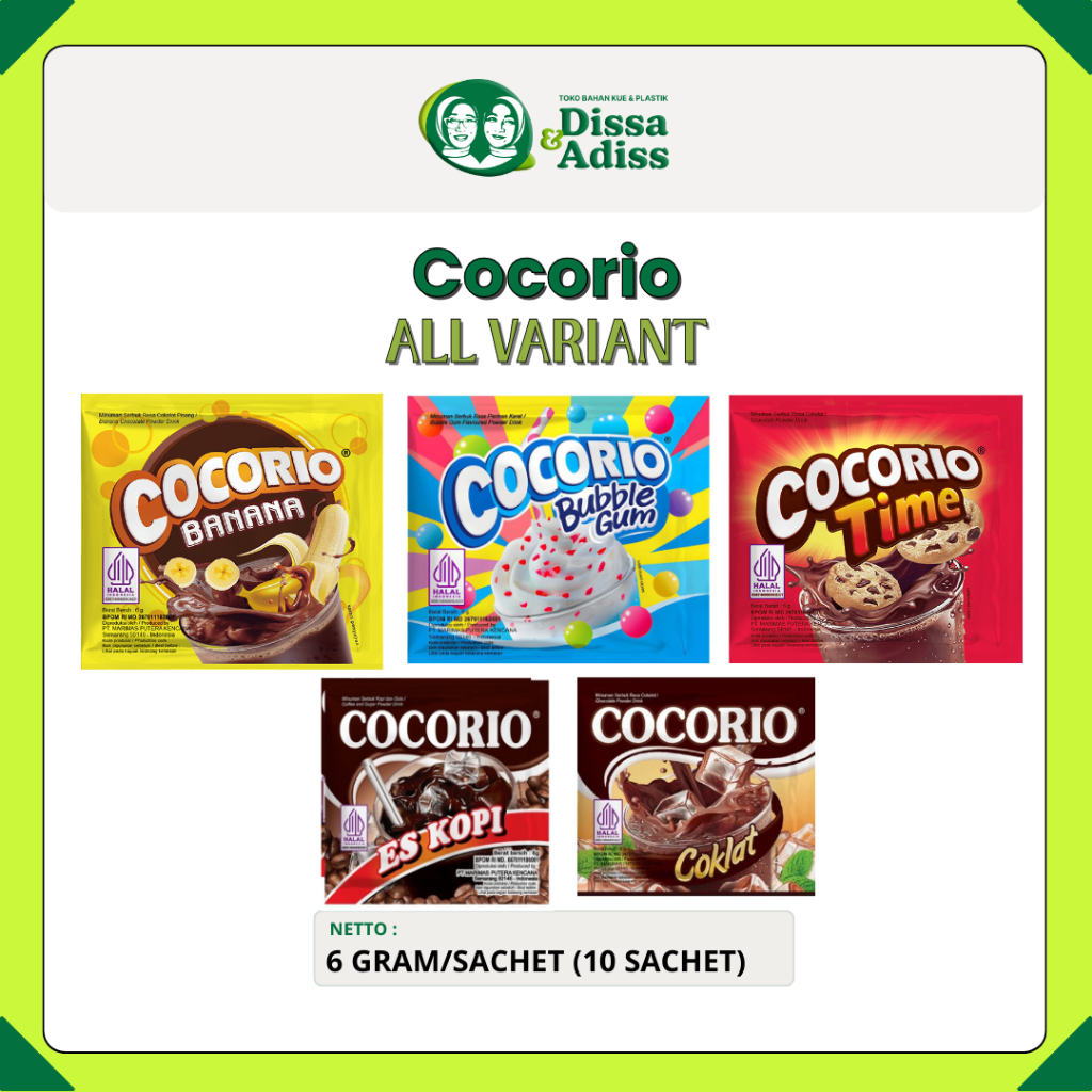 

COCORIO MINUMAN SERBUK INSTANT RENCENG @10 PCS / MINUMAN SERBUK SACHET - Tobaqdissa