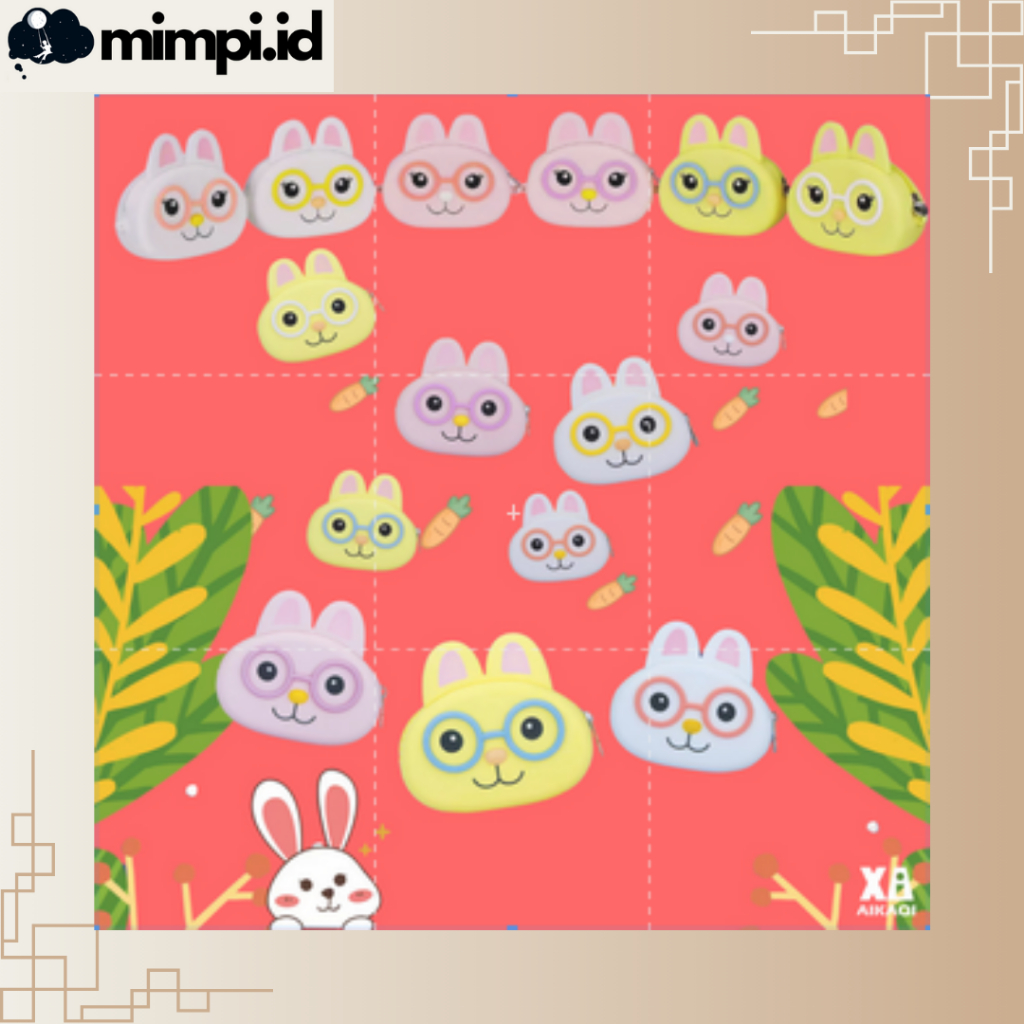 Dompet Koin Bahan Rubber Silikon Aneka Karakter Lucu Resleting Motif Rabbit