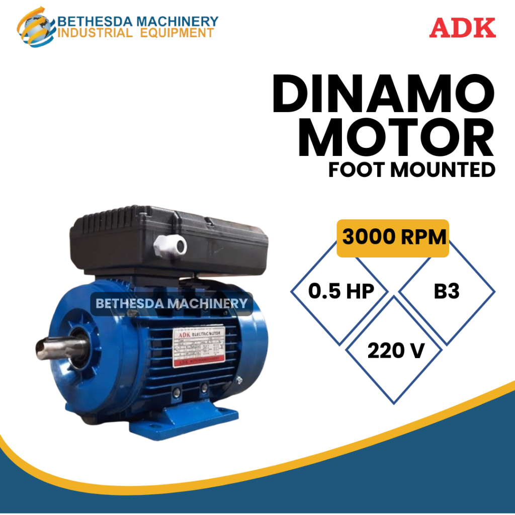 Mesin Dinamo Motor ADK 0.5 HP 370 Watt Listrik 1 Phase Tipe B3