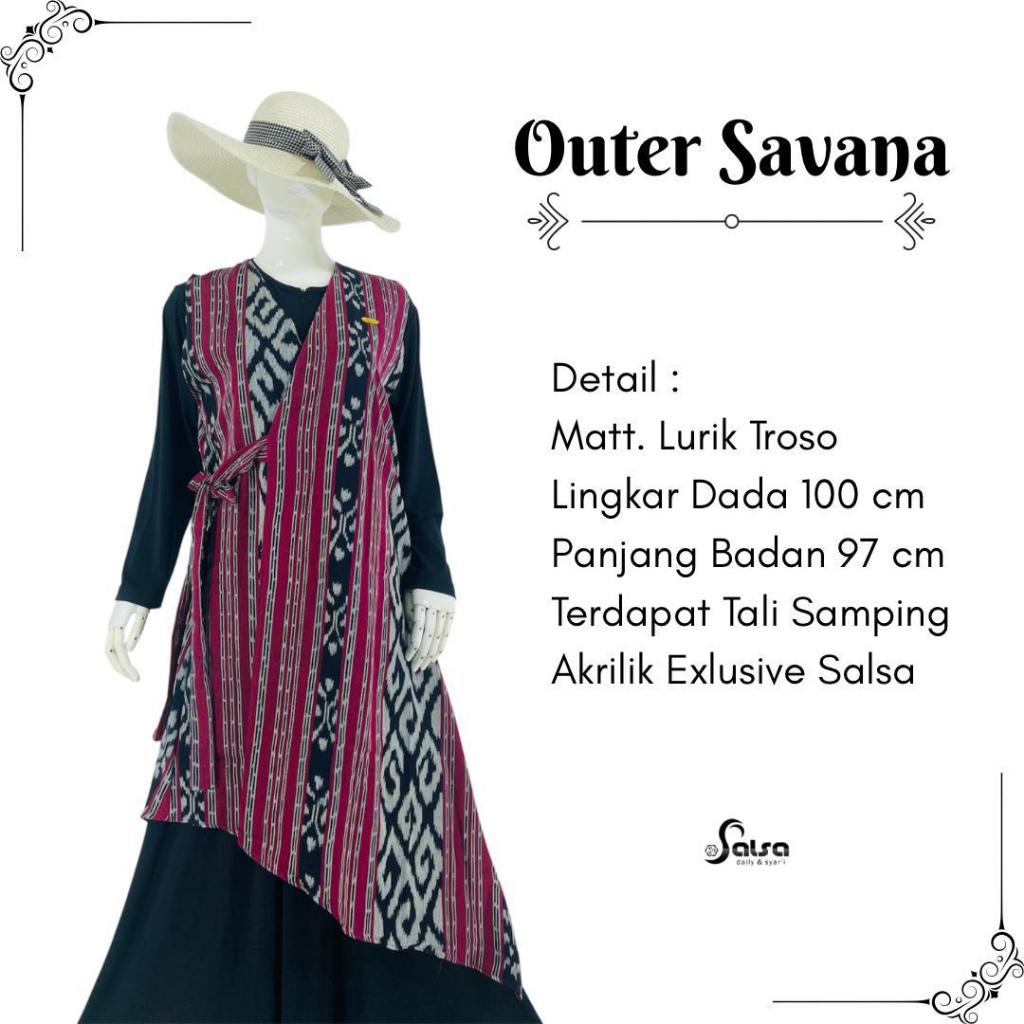 Outer Savana Lurik Troso Tenun Jepara Etnik Motif Muslim Katun Cardigan Panjang Wanita All Size Akri
