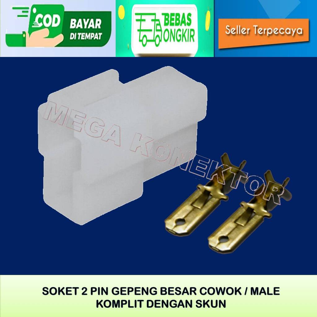 SOKET KABEL MOTOR 2 PIN BESAR MALE-SOKET –SOKET KABEL–2  PIN- SOKET - SOKET KABEL 2 PIN BESAR NYLON