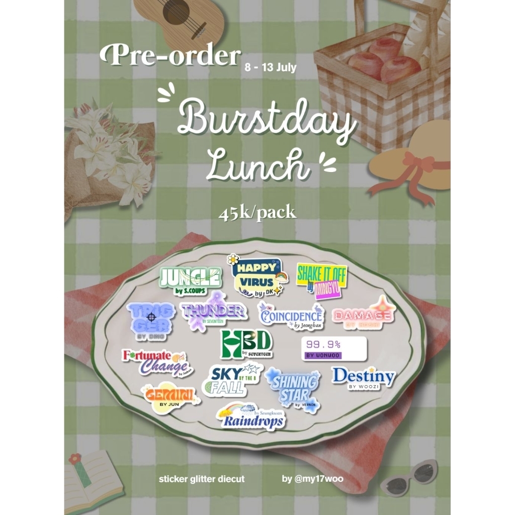 

[plsn] Burstday Lunch: Glittery Sticker Set by @my17woo