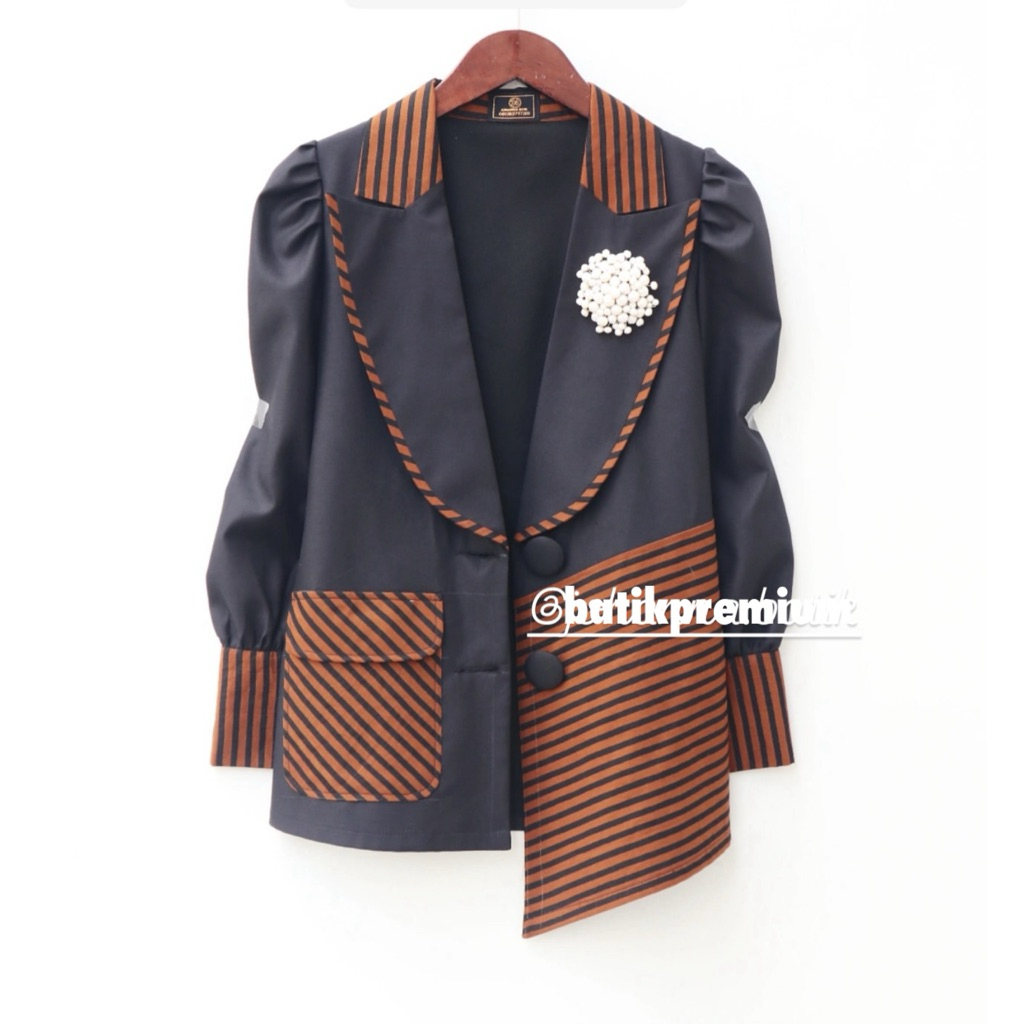Atasan Blazer batik wanita lurik fashion