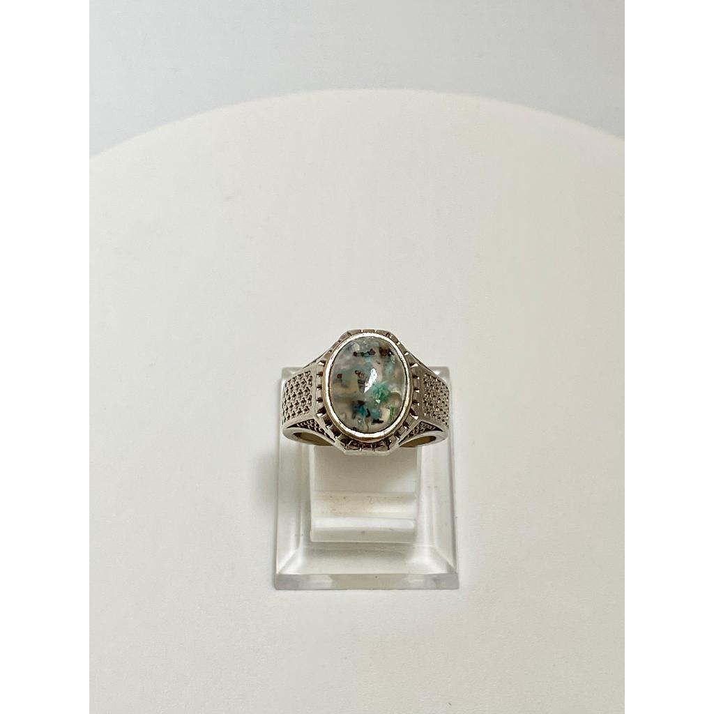 Cincin Batu Akik Bacan Leci Tembaga Biru