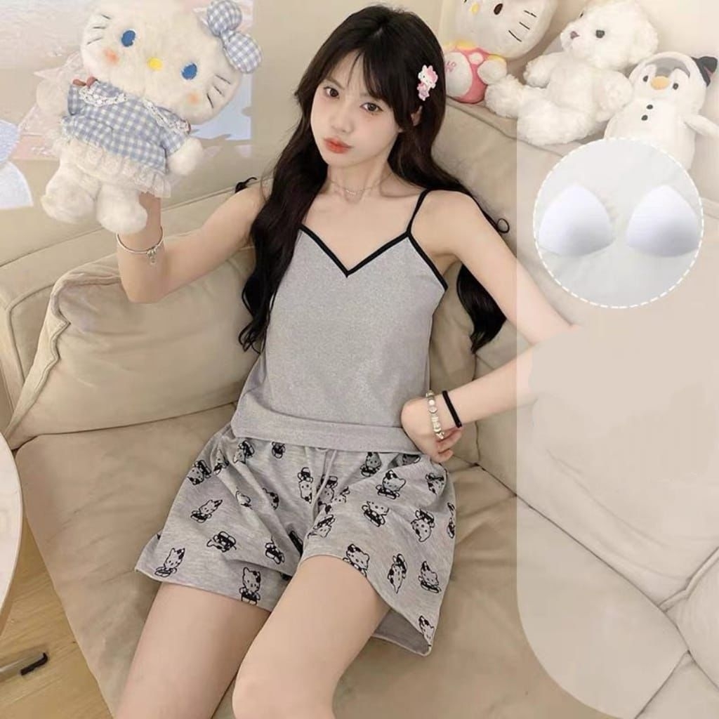 JF - SET TANK SATIN LACE IMPORT / BAJU TIDUR SEXY / SET PIYAMA SATIN IMPORT