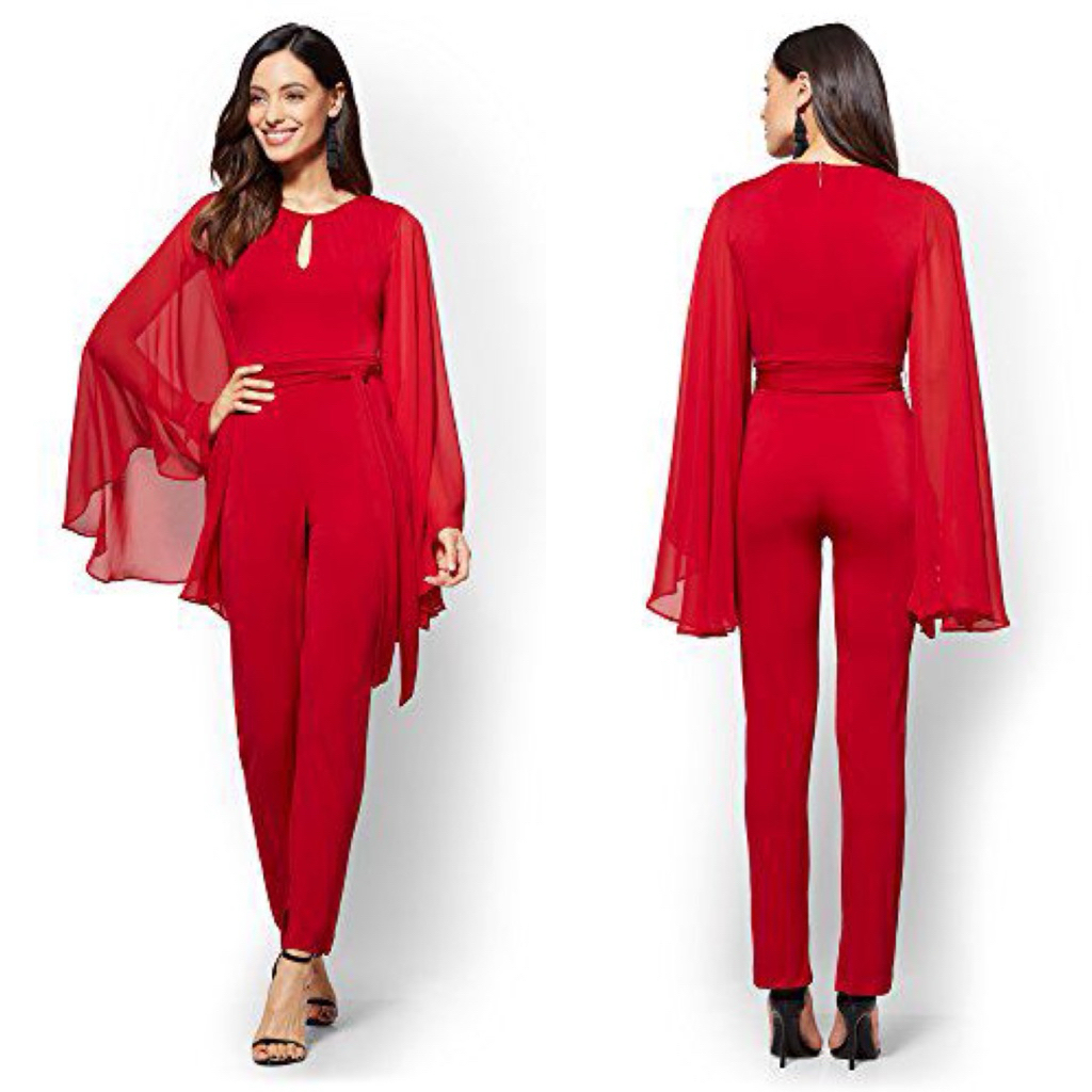 JUMPSUIT MERAH WANITA LENGAN PANJANG TRANSPARAN J20
