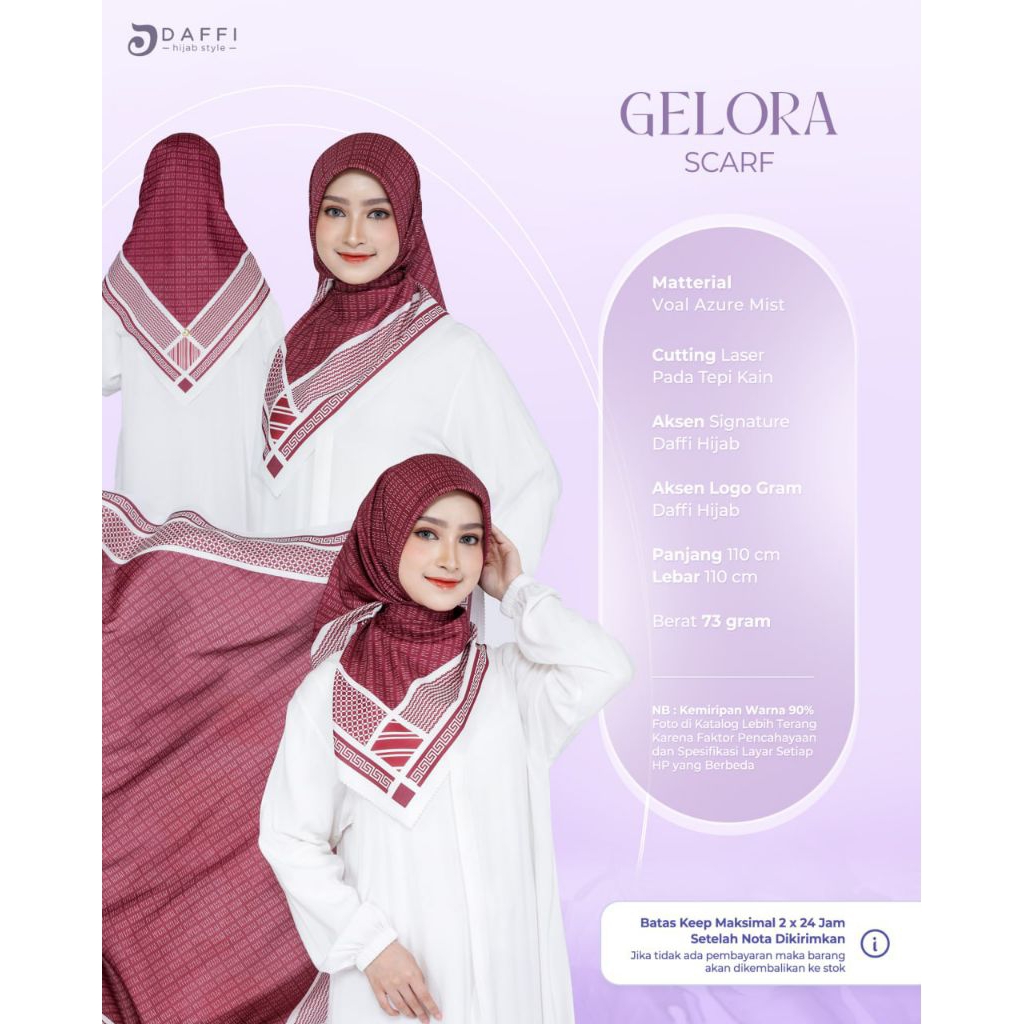 Hijab Daffi Gelora Series Scarf hijab segiempat ORI Daffi