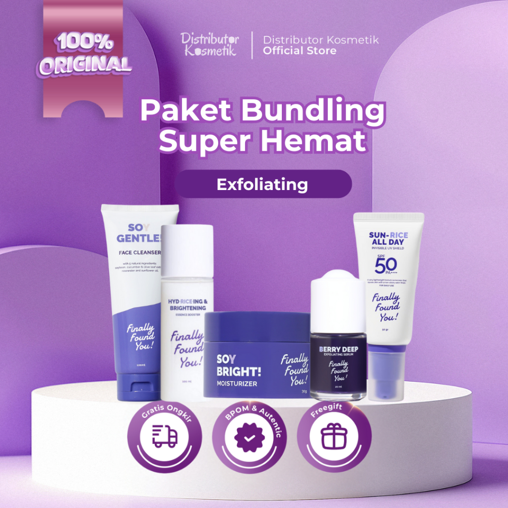 [ AGEN RESMI ] Finally Found You Bundling Exfoliating 5 In 1 | Face Cleanser | Toner | Serum | Moist