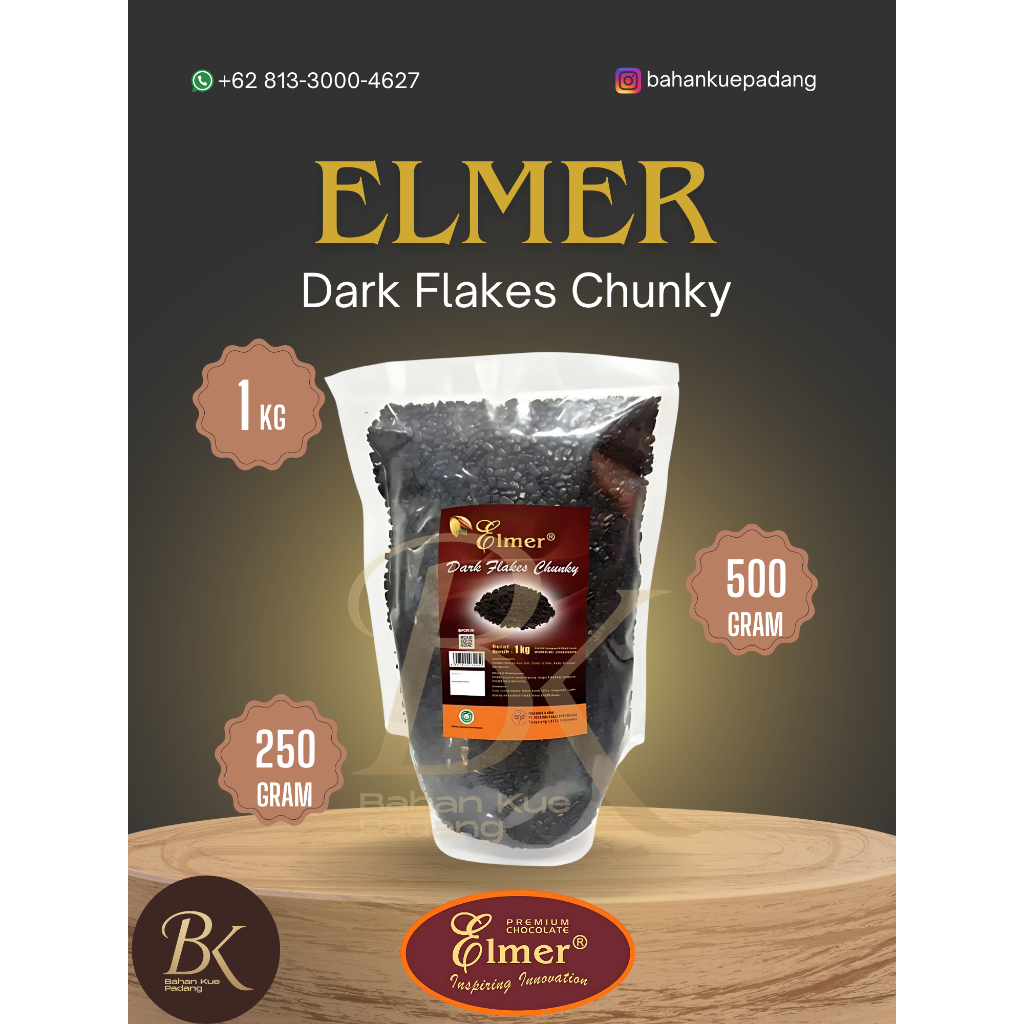

ELMER FLAKE CHUNKY DARK 1 KG / Coklat Flakes Repack kemasan 500 gr dan 250 gr