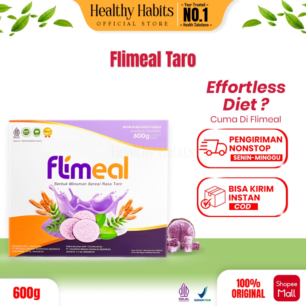 

Flimeal (Meal Replacement)1 Box Taro 12 Sachet - Flimty Fiber Official