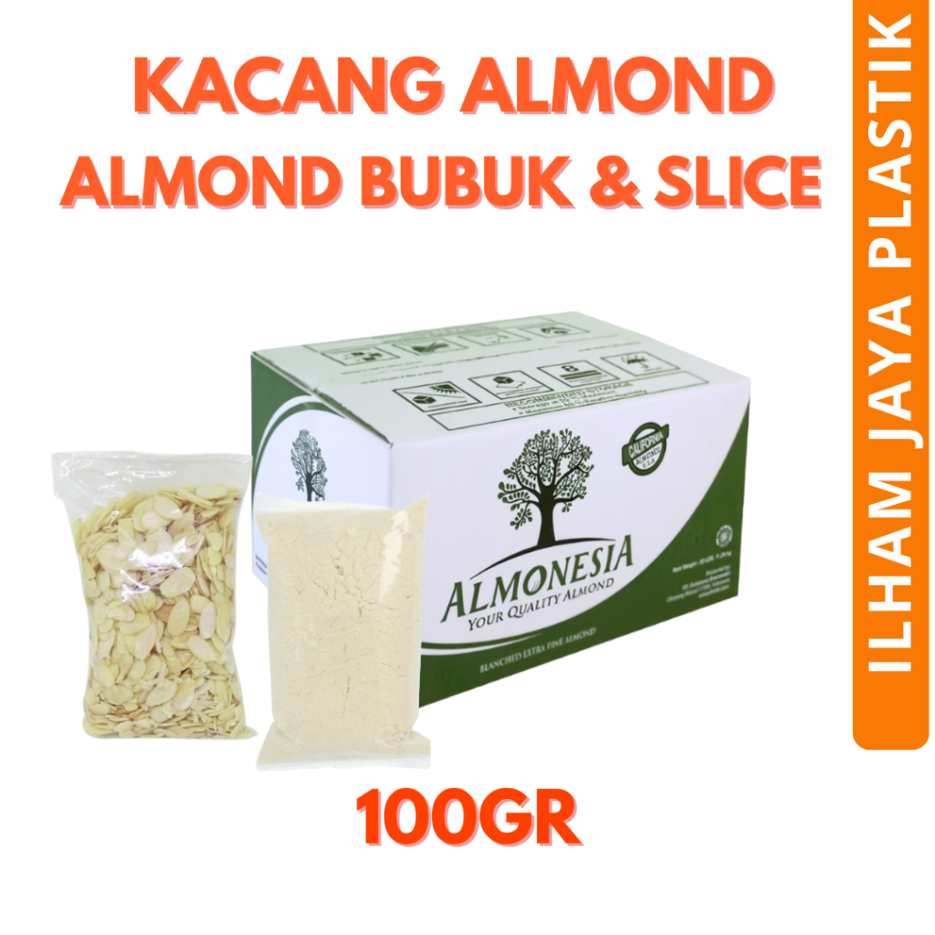 

Kacang Almond Almonesia Utuh / Bubuk / Slice 1 ons