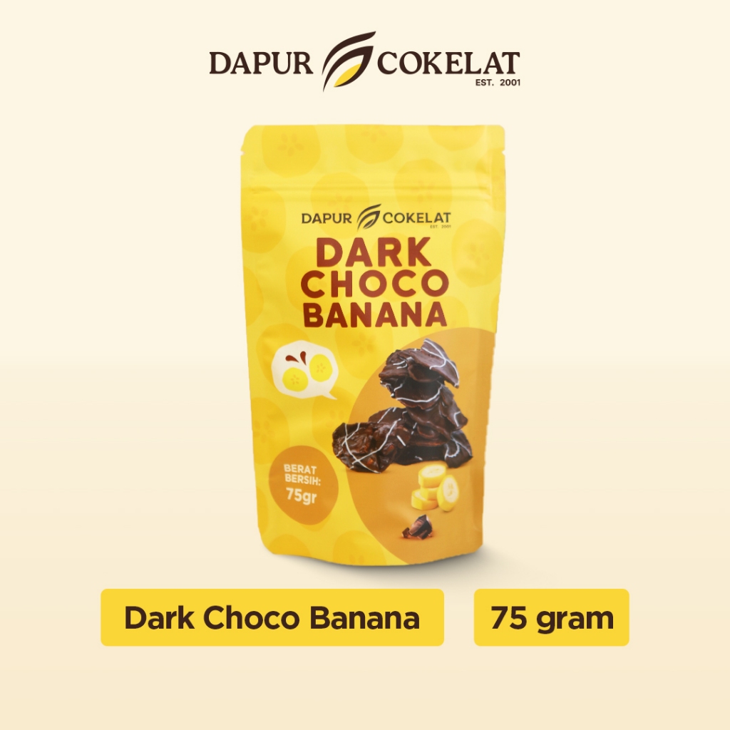 

DAPUR COKELAT - Dark Choco Banana 75 gr - Keripik pisang dengan baluran dark chocolate