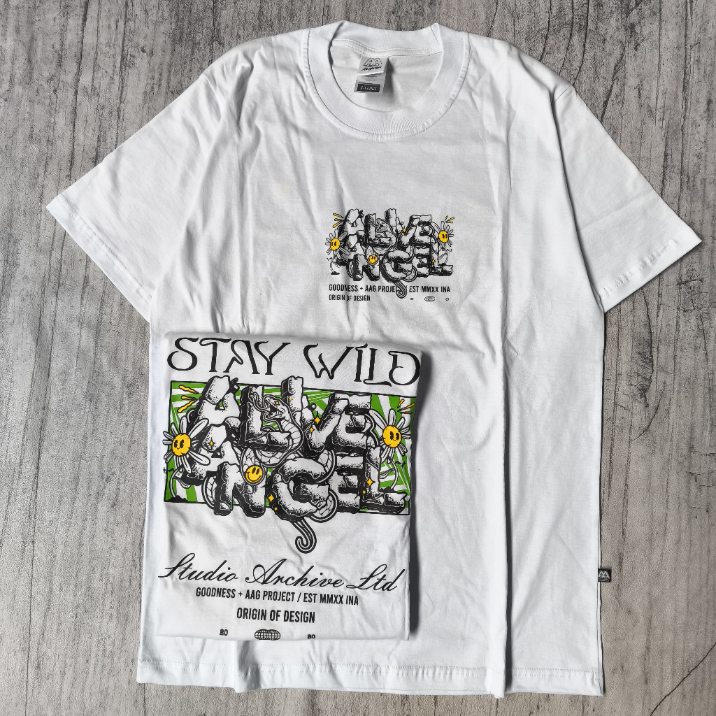 KAOS PUTIH / T-SHIRT STAY WILD / KAOS DISTRO UNISEX / KAOS DISTRO ORIGINAL / KAOS DISTRO ALIVE ANGEL