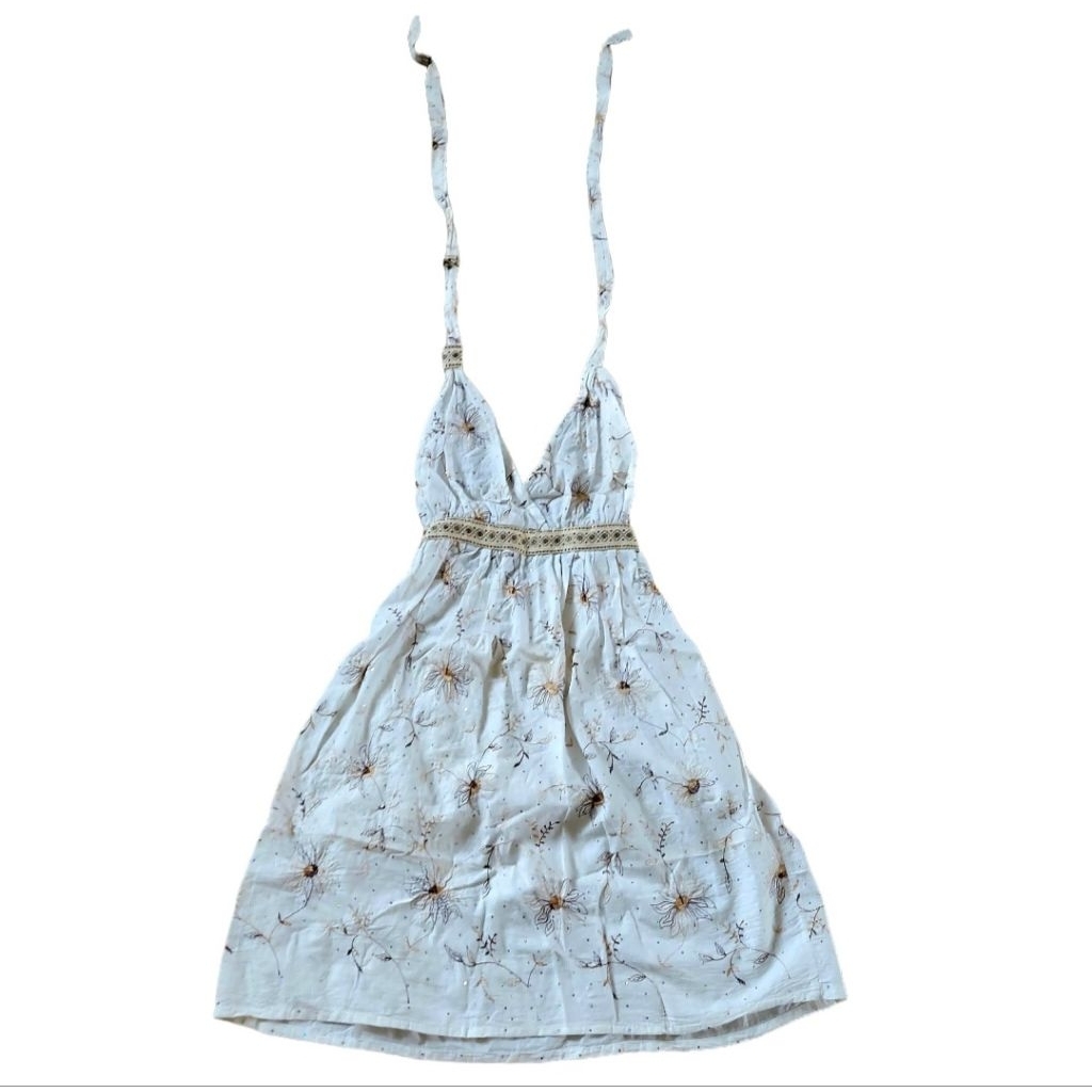 Dress dewasa lucu tali ikat leher preloved karet bagian punggung