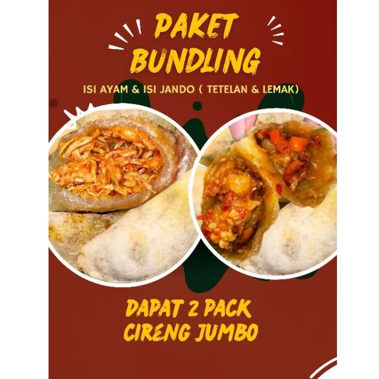 

Paket Bundling 2 Pack Cireng Jumbo ( Ayam & Jando )